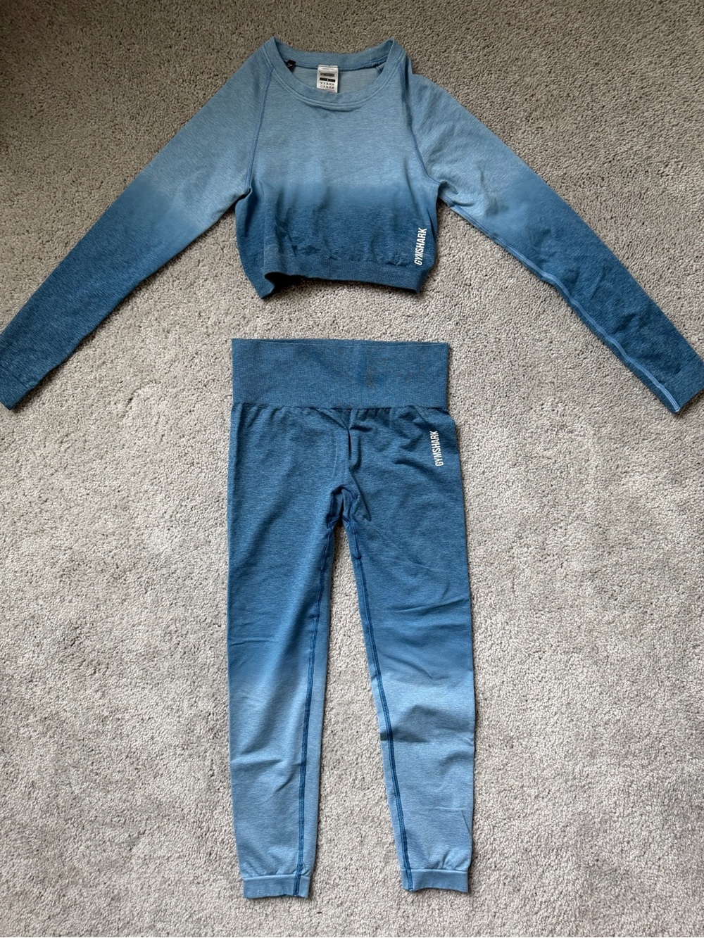 Gymshark Women’s Blue Ombre Seamless Leggings & Crop Top Set